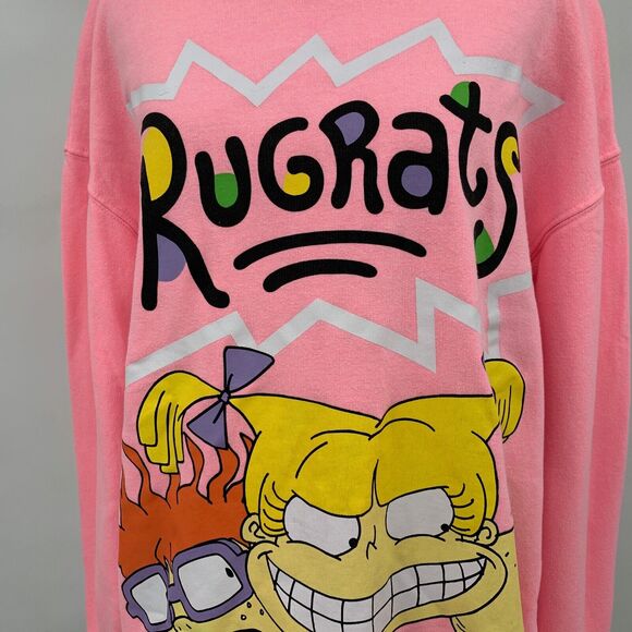 Nickelodeon Sweatshirt Womens L Large Bubblegum RugRats Big Graphic Pullover - Picture 3 of 13